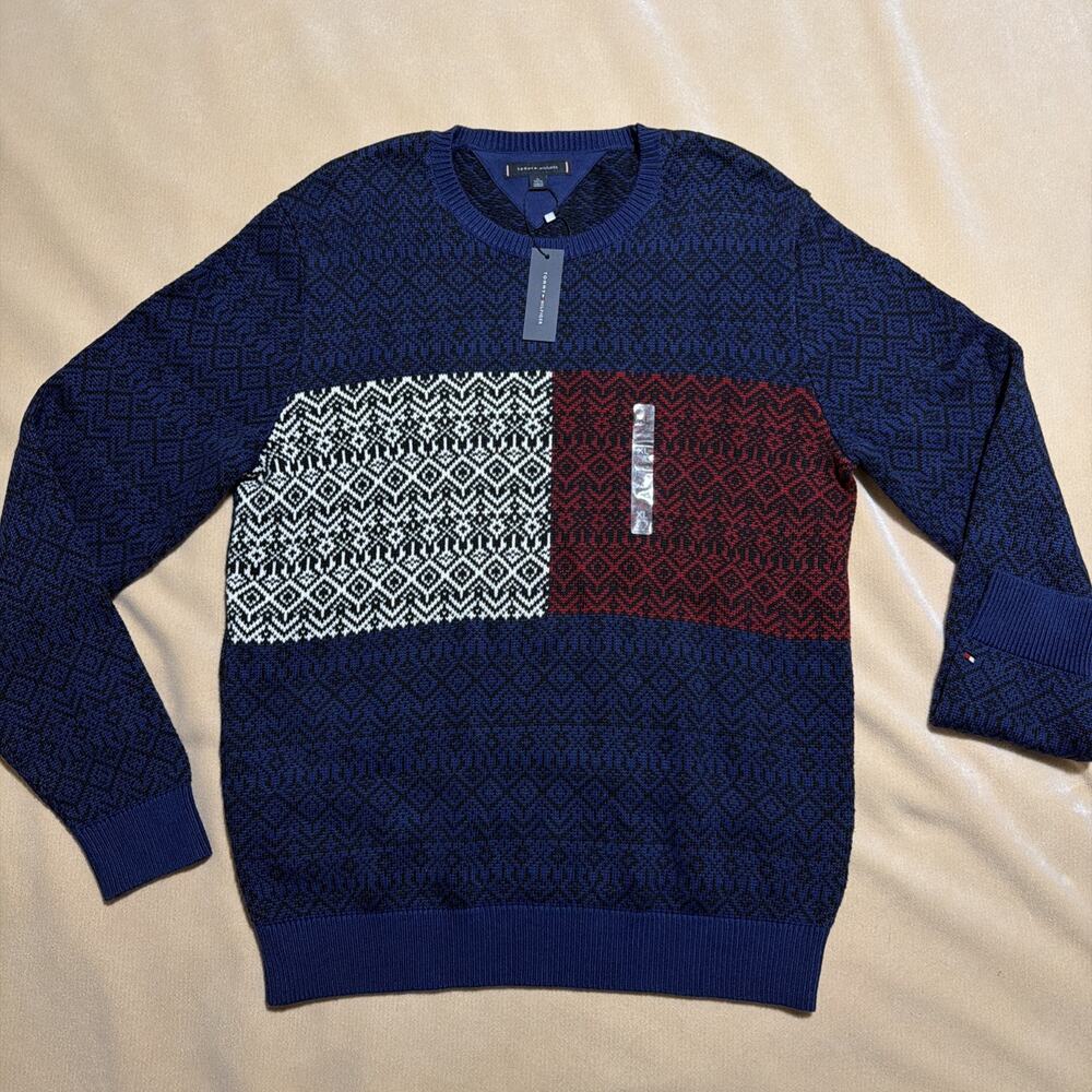 Tommy Hilfiger Fair Isle Flag Crew Neck Sweater Size XL/TG/XG NWT Knit